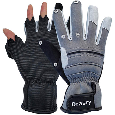 6. Drasry Neoprene Ice Fishing Gloves