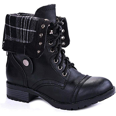 4. J.J.F Shoes Women Military Lace Up Boots