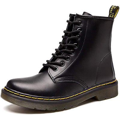6. Resonda Women Fashion Leather Ankle Combat Boots