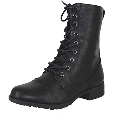 7. Forever Link Womens Round Toe Heel Combat Boots
