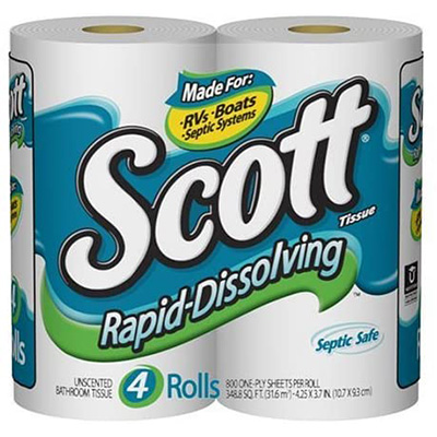 7. Scott 20 Rolls Rapid-Dissolving Bathroom Tissue