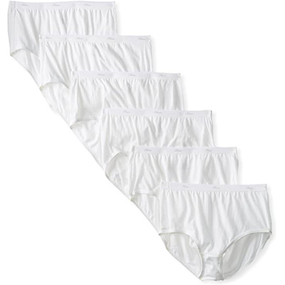 2. Hanes Women's Cotton Brief Panties 6-Pack