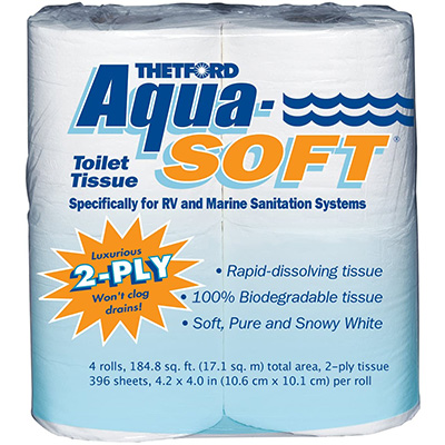 3. Thetford 03300 2-ply Aqua-Soft Toilet Tissue (Pack of 4)