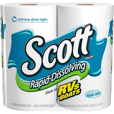 6. Scott 4 Rolls Rapid Dissolve Bath Tissue Roll, Pack of 12
