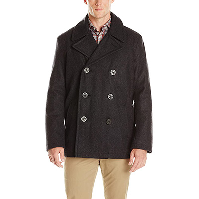 7. Tommy Hilfiger Men’s Wool Melton Double Breasted Peacoat