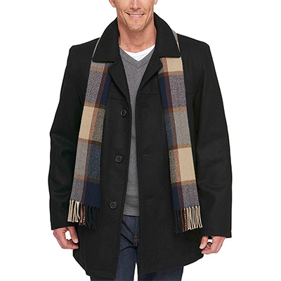 10. Tommy Hilfiger Men’s Wool Coat with Detachable Scarf