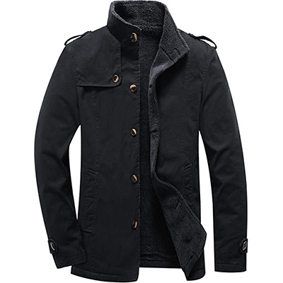 3. Vcansion Men’s Winter Cotton Fleece Lined Jacket Coat