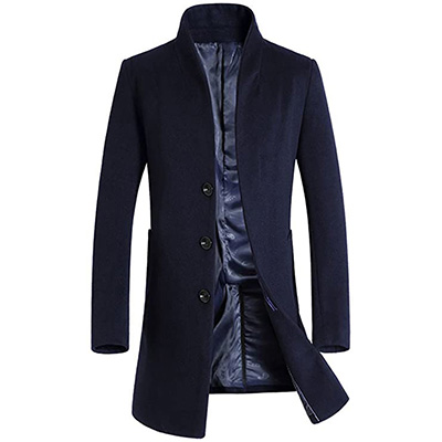5. Lavnis Men’s Trench Coat Long Wool Slim Fit Jacket