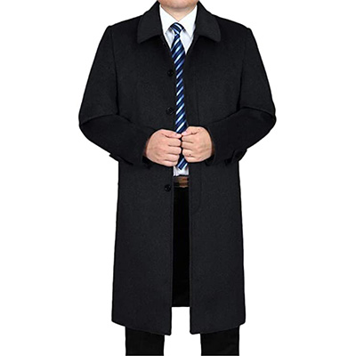 7. Modernmiss Men’s Single Breasted Winter Trench Jacket Pea Coat