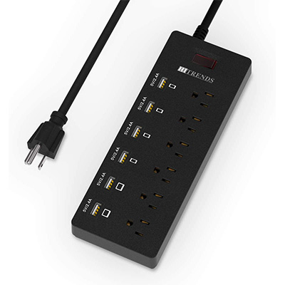 4. HITRENDS Surge Protector with 6 AC Outlets & 6 USB Charging Ports