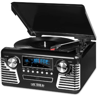 2. Victrola V50-200 Black Retro Bluetooth Record Player 
